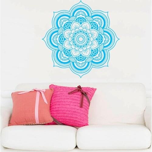 Mandala Menhdi Flower Pattern Wall Decal Ornament Om Indian Living Room Wall Sticker Pinturas Murais Yoga Art Vinyl Mural J042