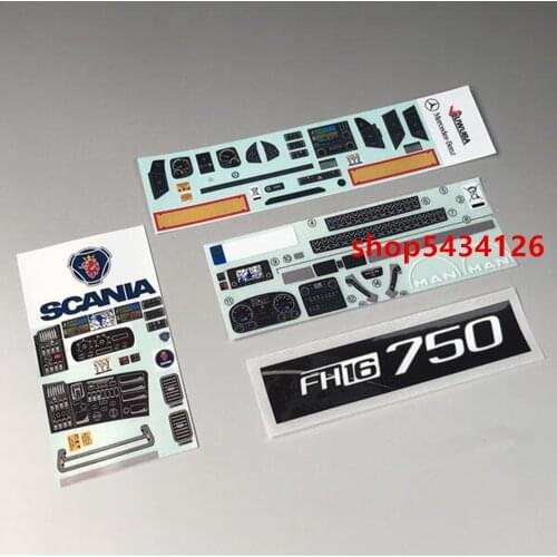 Cab Interior Decoration Stickers For 1/14 Rc Tractor Trailer Tamiya Scania R620 Lesu MAN TGX BENZ 3363 VOLVO 750 FH16 Truck