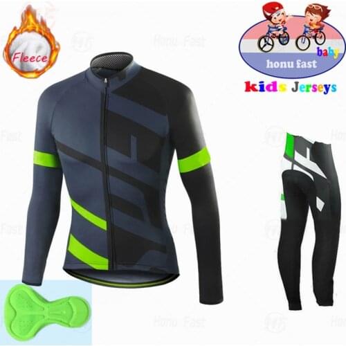 New 2022 Boy Winter Long Sleeve Cycling Jersey Set Team Cycling Clothes Thermal Fleece MTB Cycle Clothing Kids Road Bike Uniform