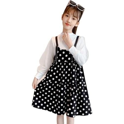 Clothes For Girls Tshirt + Dot Dress Teenage Girls Clothing Autumn Girls Clothes Set Casual Style Tracksuits For Children