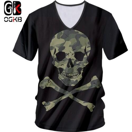 OGKB T Shirts Man Summer New V Neck Tee Shirt 3D Printed Star space Skulls 6XL Habiliment Men Spring T-Shirt