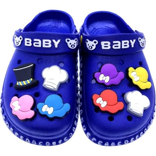 Wholesale 50PCS Mix Cap Icon Croc JIBIZT Decoration For Girls/Boys Gifts Wristband Accessories Cartoon Hat PVC Shoes Charms