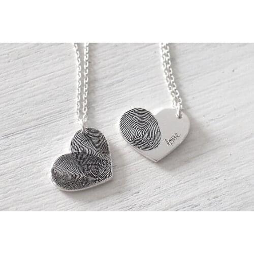 AŞKIN FINGERPRINT DESIGN LADIES SINGLE HEART NECKLACE