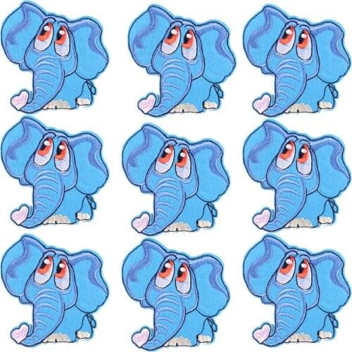 Iron On Blue Elephant Patches For Clothing Embroidered Patch For Kid Clothes Wholesale 10PCS Patch For Clothing Accessories