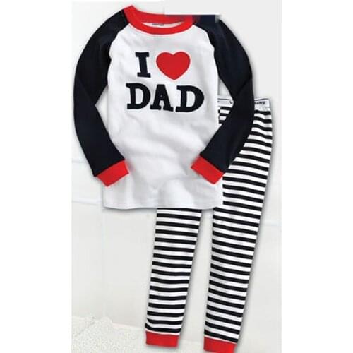Spring Autumn Child Pajamas Cartoon I LOVE DAD Pyjamas Set Kids Infantil Boys Nightwear Cotton Girls Long Sleeve Sleepwear Suit
