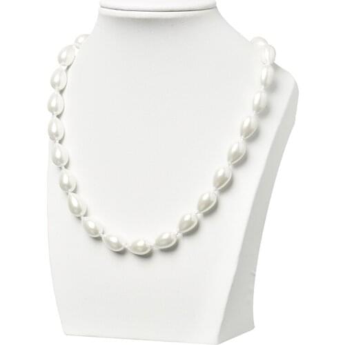 Wholesale White Droplet Shaped 9x13mm Synthetic Coral Stone Created For Diy Charm Necklace 18inch For Mother/Wife Gifts H436