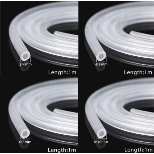 2021 Hot Sale Transparent Silicone Rubber Hose 1M 2*4/ 4*6 / 6*8 / 8*10 MM Food Grade Silicone Tube Out Diameter Rubber Hose