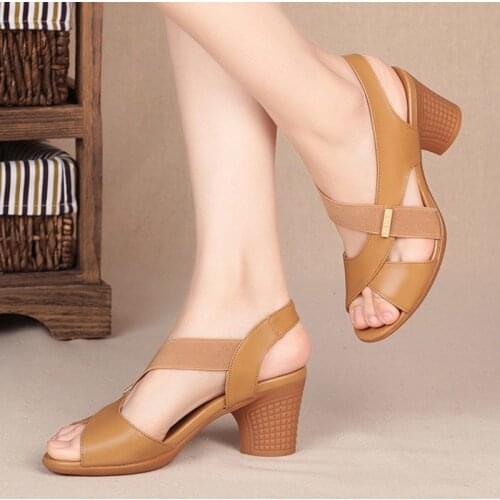 Woman Sandals Fish Mouth One Coarse With High With Sandals Women Non-slip Light Sandals Female Summer Peep Toe Shoes