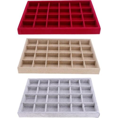 Velvet Stackable 24 Grid Jewelry Tray Showcase Display Necklace Organizer Ring Holder Bracelet Storage Case Jewelry Packaging