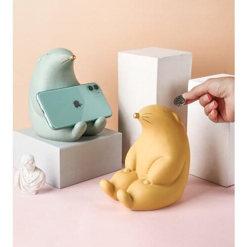 Groundhog Mobile Phone Stand Mascot Piggy Bank Nordic Home Decoration Ceramic Decoration