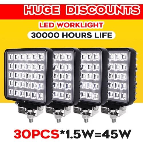 45W Car LED Bar Worklight Offroad Work Light Interior LED 4x4 LED Tractor Headlight Floodlight For ATV/UTV Truck Accessories