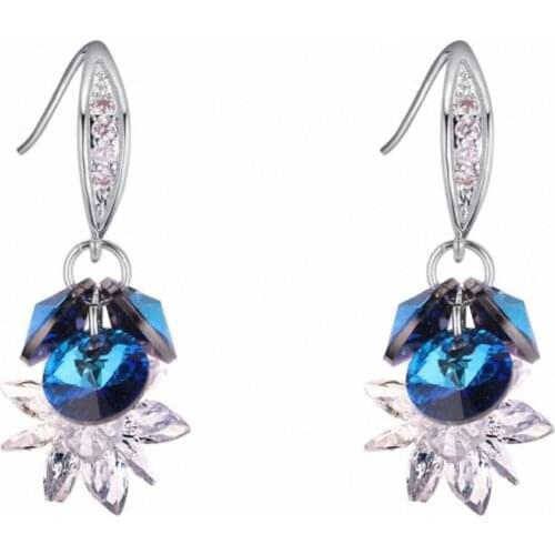 TRACYSWING Element Brand Real Austrian Crystals Fashion Heart trendy Dangle Earrings For Women Gift Th-131505