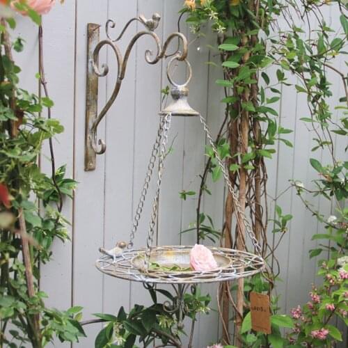 Vintage Rustic Wall-Mounted Metal Bird Feeder with Bracket