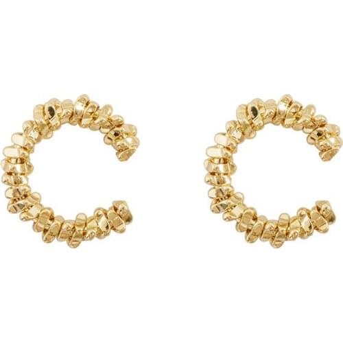 Vintage Gold Silver Color Metal Ball Ear Bone Clip Earrings Non Pierced Ear Clip Shiny Earring Women Female Fashion Jewelry