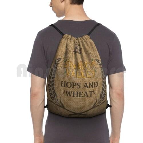 Hops & Wheat Crop Vintage Burlap Sack Backpack Drawstring Bag Riding Climbing Gym Bag Stardew Valley Burlap Vintage Sack