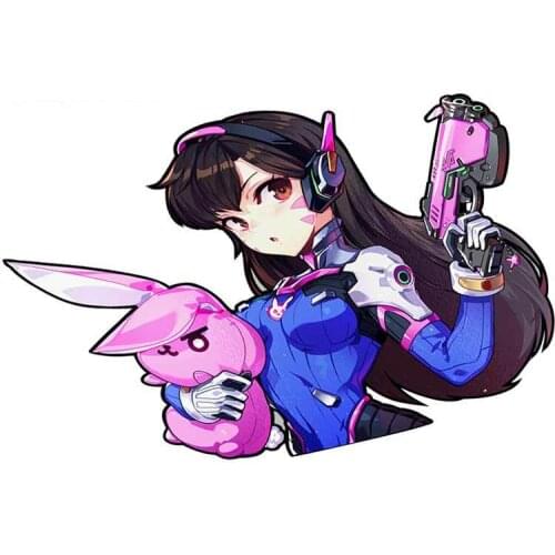 1 pieces 13cm x 8.7cm for Overwatch D.VA Auto Decal Waterproof Fashion Occlusion Scratch 3D Waterproof Vinyl Car Wrap Stickers