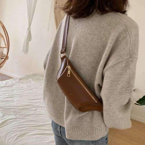 High Quality PU Leather Waist Bag Fashion Crossbody Chest Bag Chest Bags Multifunction Mobile coin purse Fashion Banana Bag