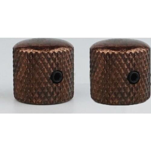 2 Pcs Electric Guitar And Bass Tone And Volume Metal Electronic Control Bronze color Knobs Cap
