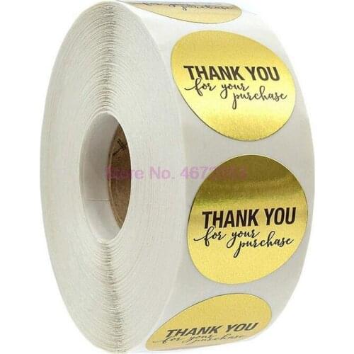 200rolls Round Gold "THANK YOU for your purchase" Stickers seal labels 500 Labels stickers scrapbooking for Package sticker