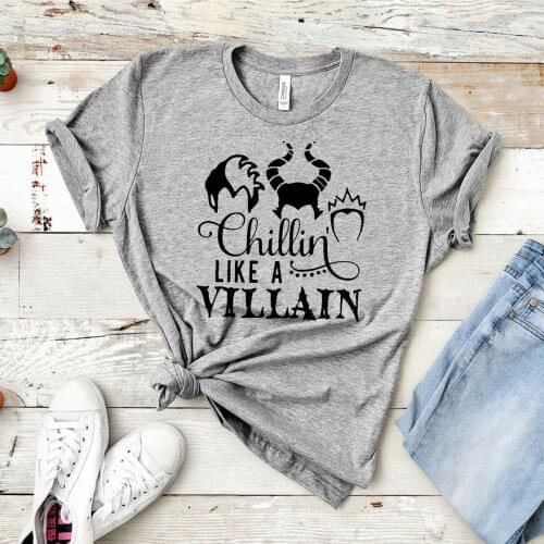 2019 Chillin Like A Villain Halloween Shirt Cool Villains Evil Queen Graphic Tee Cool Autumn Fall Shirts Matching Vacation Tees