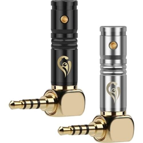 4mm Wire Hole 2.5mm Jack Audio Adapter 4 Poles Stereo 90 Degree Gold Plated Earphone Plug For Headphone Wire Connector