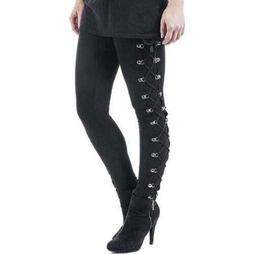 80% HOT SALES!!! Fashion Solid Color Womens Pencil Pants Side Ribbed Straps Skinny Leggings