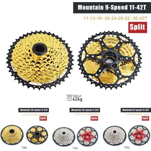 9/10 Speed Split Mountain Bike Cassette Flywheel 42T Mountain Bike Lightweight Bracket Sprocket for Shimano/Campagnolo/Sarm Etc