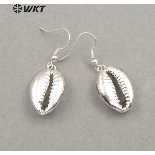 WT-E463 Sparkly Exquisite Cowrie Shell Earring With Electroplated Ocean Drop Earring Women Dainty Wedding Jewelry