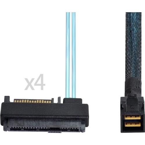 Cablecc 4 SAS 29Pin SFF-8482 Target Disk 6Gbps Data Server Raid to Internal Mini SAS SFF-8643 Host Cable