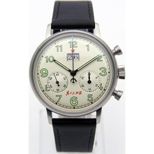 2021 Vintage Chronograph 1963 Men Big Calendar ST1931 Seagull Movement Military Mechanical Watches Pilots Multifunction Luminous