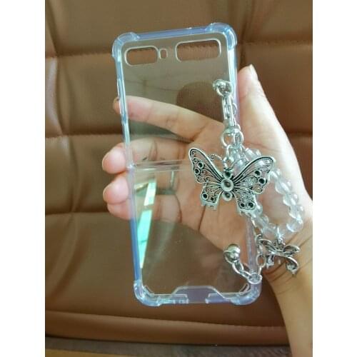Creative cute DIY Butterfly Bracelet Clear Case For Samsung Galaxy Z Flip/ Z Flip 3 Protective Shockproof Transparent Case