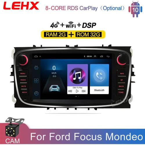 LEHX Car Android 9.0 2 Din Radios Car Multimedia player 2 Din 7 ''Autoradio DVD RAM2GB For Ford Focus S-Max Mondeo Galaxy C-Max