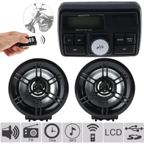 Motorcycle Audio 12V 10W Waterproof Anti-theft Sound MP3 Player with Display Screen for Motorcycle / Electric Vehicle