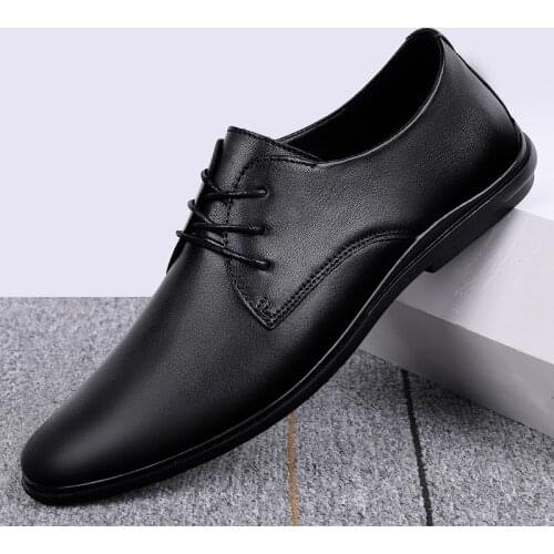 2021 Mens Shoes New Genuine Leather Casual Shoes Men Oxfords British Simple Man Shoes Luxury Business Formal Wedding Male Flats