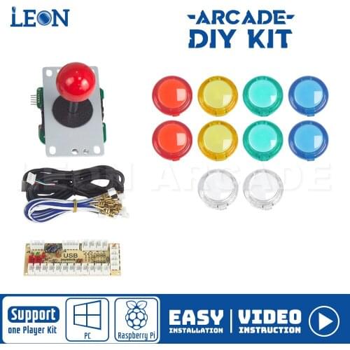 Arcade Cabinet Diy Kit Wood 1 Player Zero Delay Usb Encoder Transparent Arcade Button 30mm Arcade Joystick Arcade Sanwa Original
