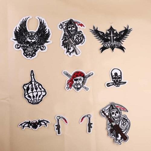 Cheap Punisher Series Clothing punk badge wind cloth stickers skull DIY knitting Embroidery stitch repair jacket coat decoration