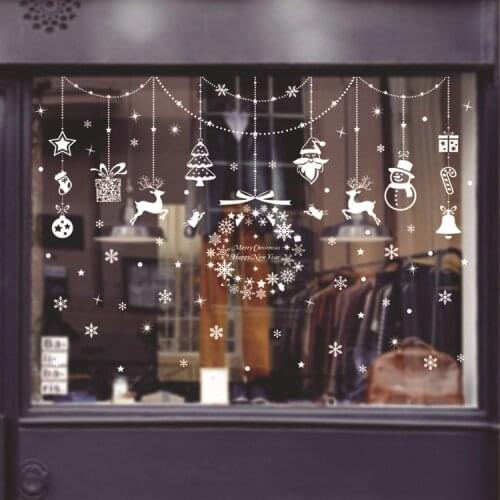 Christmas Window Stickers Self-Adhesive Hanging Snowball Wall Stickers Home Decoration Pendant Christmas Holiday Glass
