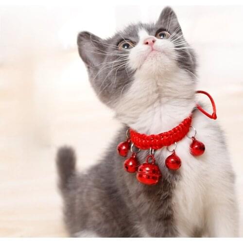 Pet Collars Solid Dog Collars with Bell Personalised Dog Collar Cat Collar Handmade Cat Collar Cat Accessories Pet Accesorios