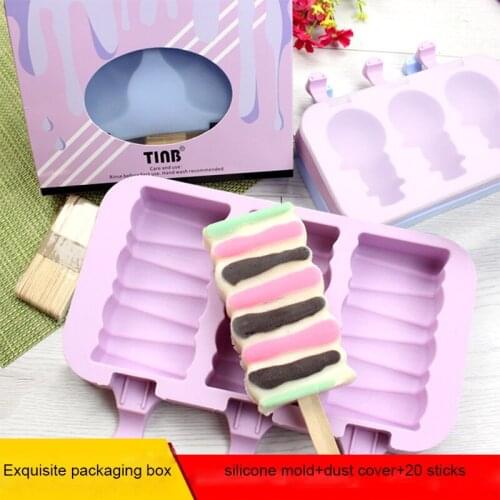 Oval Ellipse Shape Silicone Ice Cream Mold Rabbit Popsicle Molds Ice Tray Cube Tools Frozen Ice Lolly Make Holder, Ice Cream-002