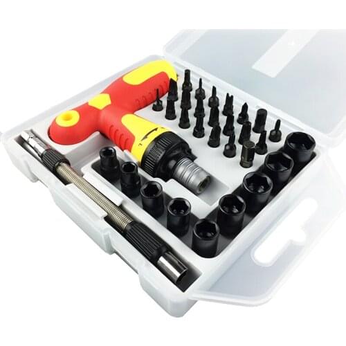 PARON 33 In 1 Mini Dual Drive Screwdriver Ratchet T-Handle Electronic Precision Bit Set Tablet PC Camera HEX TROX DIY Tool Kit