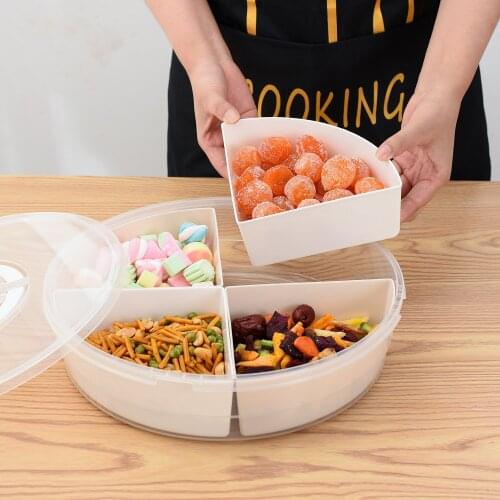 Plastic Candy Box Partition Snack Storage Tray Dried Fruits Storage Organizer with with 5 Compartments Leisure Party Wedding