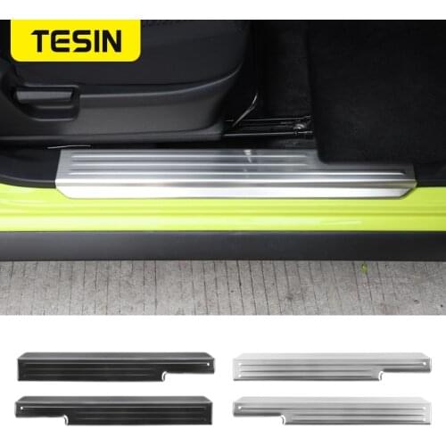 TESIN 2Pcs Stainless Steel Car Door Sill Plate Cover Trim Styling Moldings For Suzuki Jimny 2019+ Auto Accessory