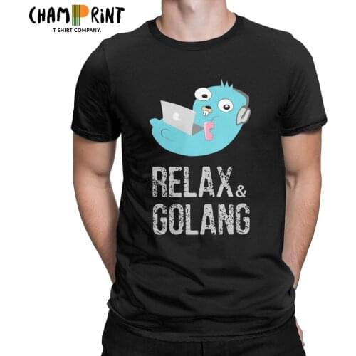 Relaxing Gopher Golang Go T Shirt Men Cotton Casual T-Shirts Round Collar Tee Shirt Short Sleeve Tops Graphic Printed
