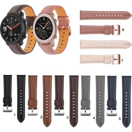 20mm 22mm Fashion Leather Watch Band Strap for Huami Amazfit GTR 42mm 47mm GTR 2 Replacement Wrist strap Elegant Bracele