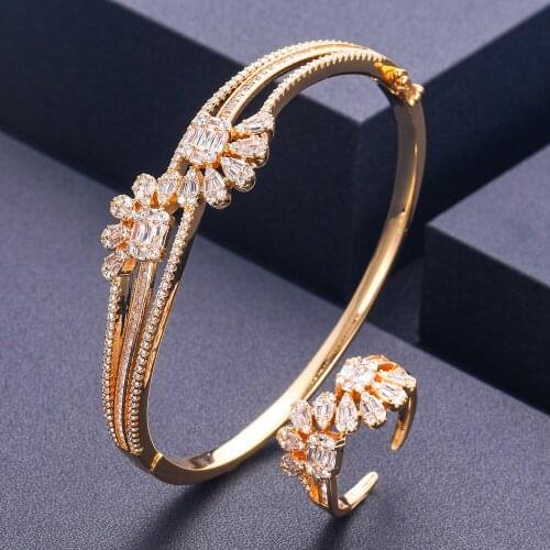 Janekelly Luxury 2PCS Dubai Bangle Ring Set Fashion Jewelry Sets For Women Wedding Engagement brincos para as mulheres 2020