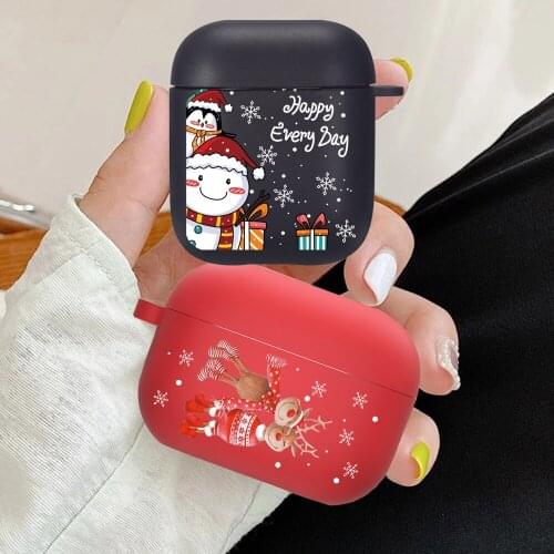 Christmas Cartoon Santa Claus Red Case For Airpods 2 1 3 Pro Cover For Apple Air Pod Soft TPU Earphone Cover Capa Happy New Year