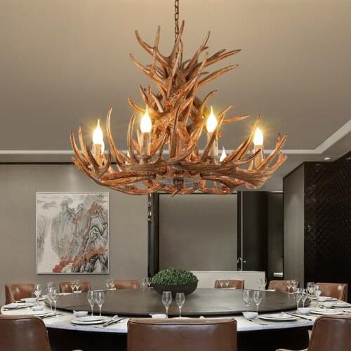 Nordic Retro Chandelier American Vintage LOFT Kitchen Antlers Industrial hanging lamp Resin Bedroom Chandelier Lighting lustre