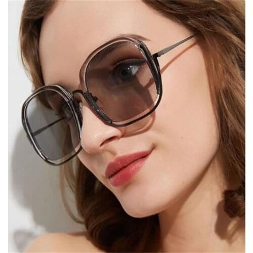 Black Round Square Fashion Sunglasses Women Luxury Brand Clear Lens Sun Glasses Mens Designer Travel Big Shades uv400