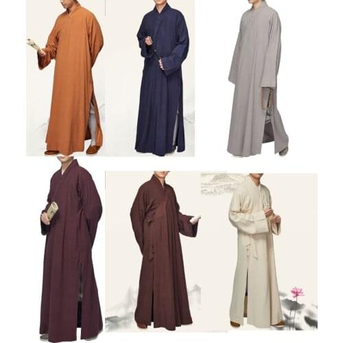 Unisex cotton&linen all season lay meditation suits Buddhist shaolin monks kung fu uniforms robe zen clothing blue/yellow/red