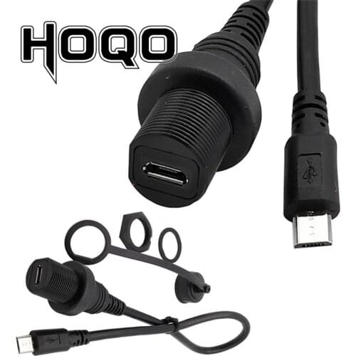 IP67 Micro USB Waterproof Cable,Micro-USB 2.0 5pin IP 67 Male to Female Panel Mount Water Proof Connector Extension Cord 0.3m 1m